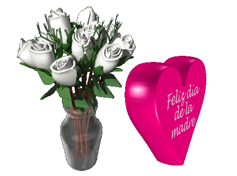 Día De La Madre - White Roses Animated Gif (376x327)