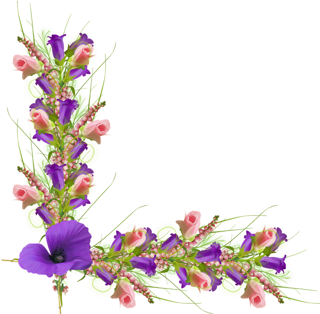 Цветочный Уголок - - Авторские Работы - Клипарты Png - Цветы Уголки На Прозрачном Фоне (800x787)