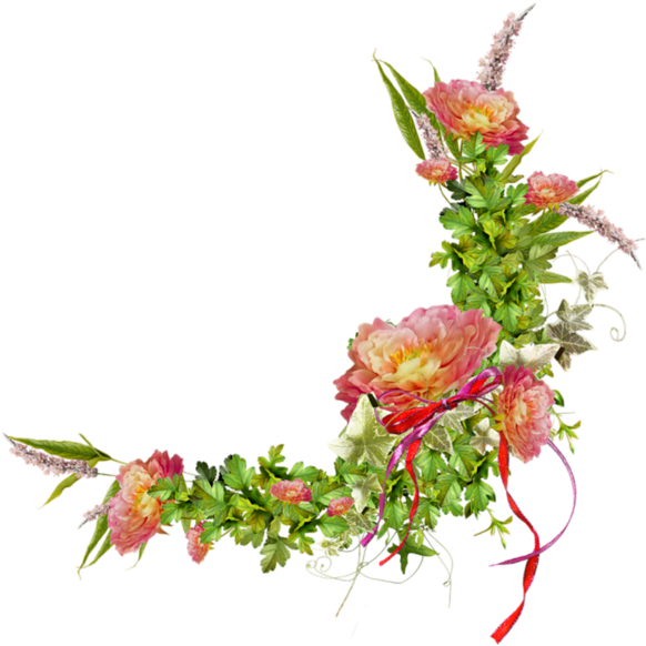 Цветочные Уголки На Прозрачном Фоне Для Вашего Творчества - Flores Esquineras En Png (600x605)