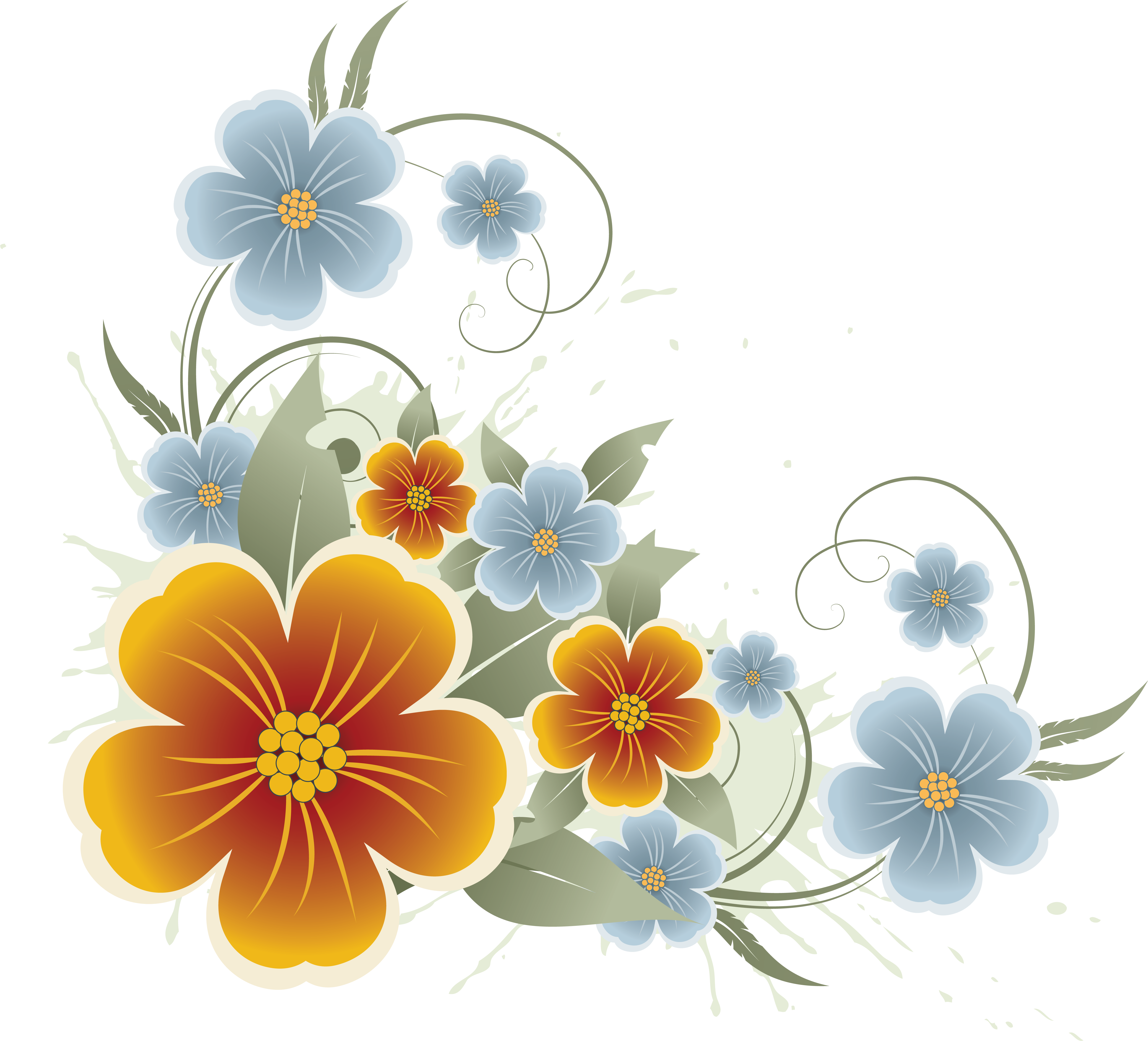 Картинка В Png - Floral Leaves Vector Png (5033x4570)