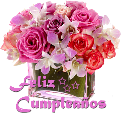Gifs Animados Con Movimiento De Flores Feliz Cumpleaños - Pink Roses (445x500)