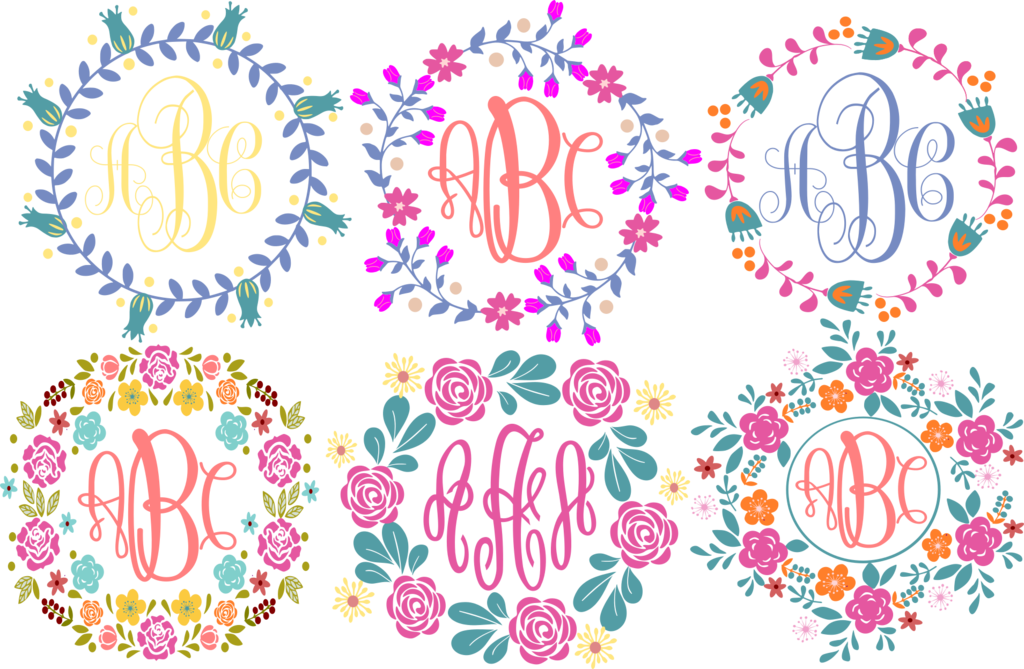 Floral Flower Wreaths Monogram Frames Svg Cut File - Flower Monogram Frame Svg (1024x669)