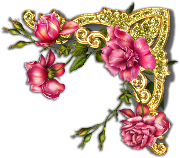 Цветочные Уголки На Прозрачном Фоне Для Вашего Творчества - Flowers In A Cluster Note Card Blank Card (600x526)