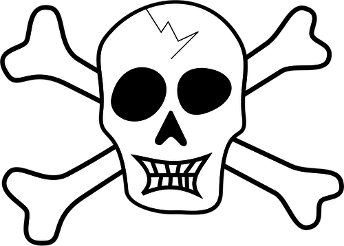 Skeleton Head Clipart Broken Skull - Skull And Crossbones Mousepad (500x358)