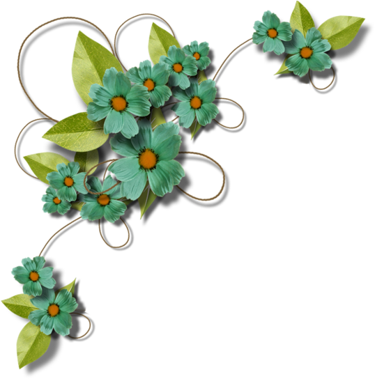 Цветочные Уголки - Flores Vintage Png Verde Agua (600x557)