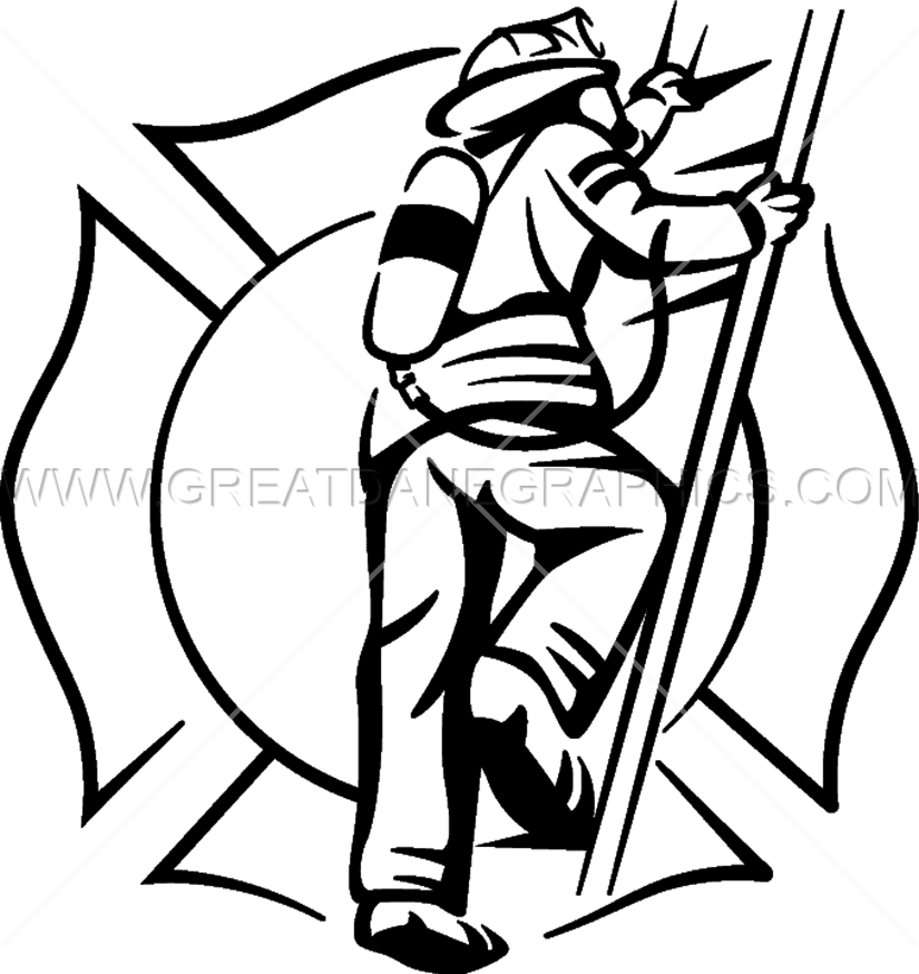 Fireman Ladder - Firefighter Black And White Real (825x874)