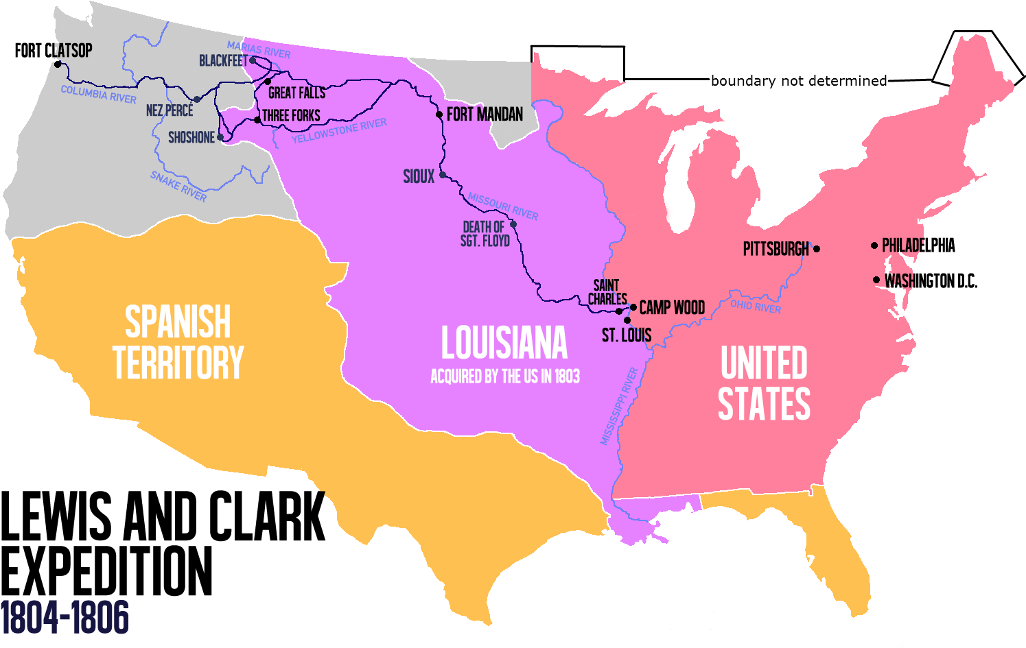 Route Of The Expedition - Lewis And Clark Route (1513x983)