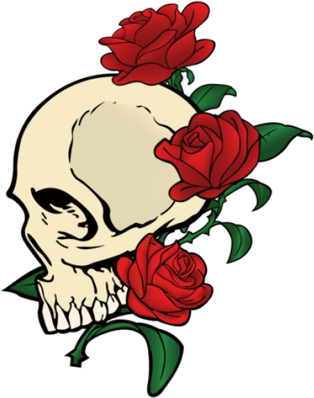 Skull With Roses Png (518x690)