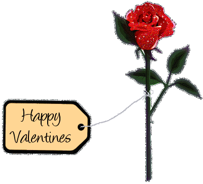 Happy Valentines Tag Red Rose Animation Graphics - Happy Valentines Day Animated  Gif - (400x363) Png Clipart Download