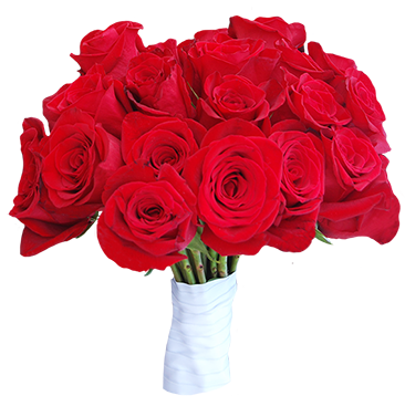 Bouquet Of Red Roses For Wedding - Red Wedding Bouquet Png (366x358)