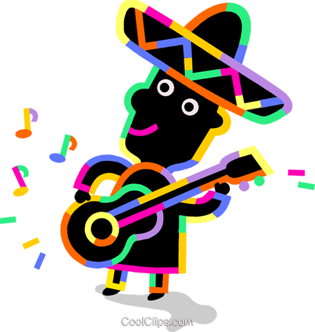 Mariachi Guitar Player Royalty Free Vector Clip Art - Mariachi Transparent (456x480)