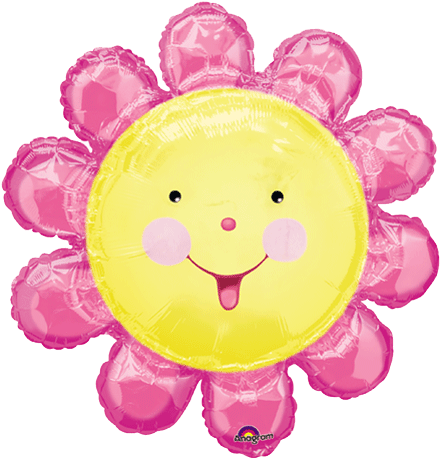 Clip Art Info - 29" Supershape Chatterbox Pink Flower Balloon - Mylar (480x480)