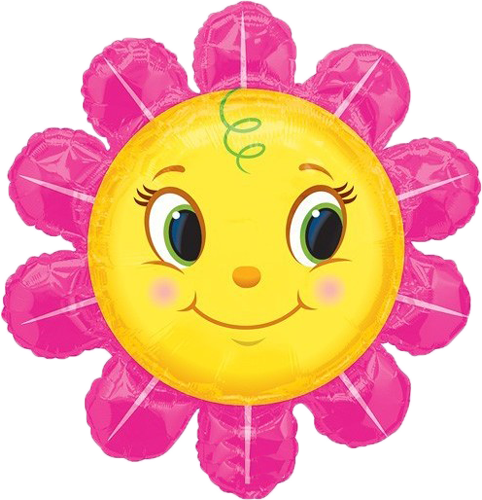 Smiley Face Clip Art Flower - 36" Smiley Pink Flower Shape Balloon - Mylar Balloons (482x500)