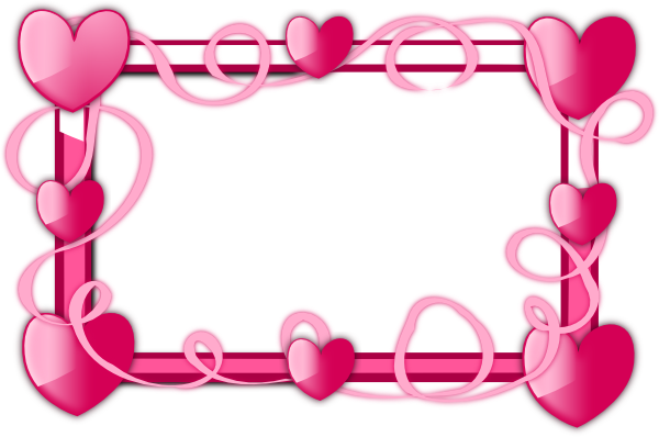 Moldura Coração Rosa Png (600x398)