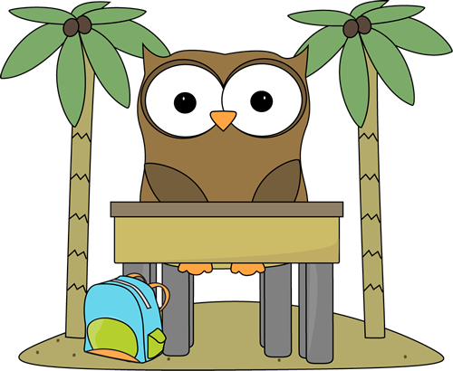 Free Cute Owl School Clipart - Owl On Vacation Clipart (500x410)