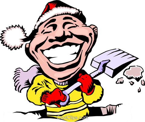 Cartoon Snow Shovel Royalty Free Vector Clip Art Illustration - Snow Shoveling Clip Art (480x405)