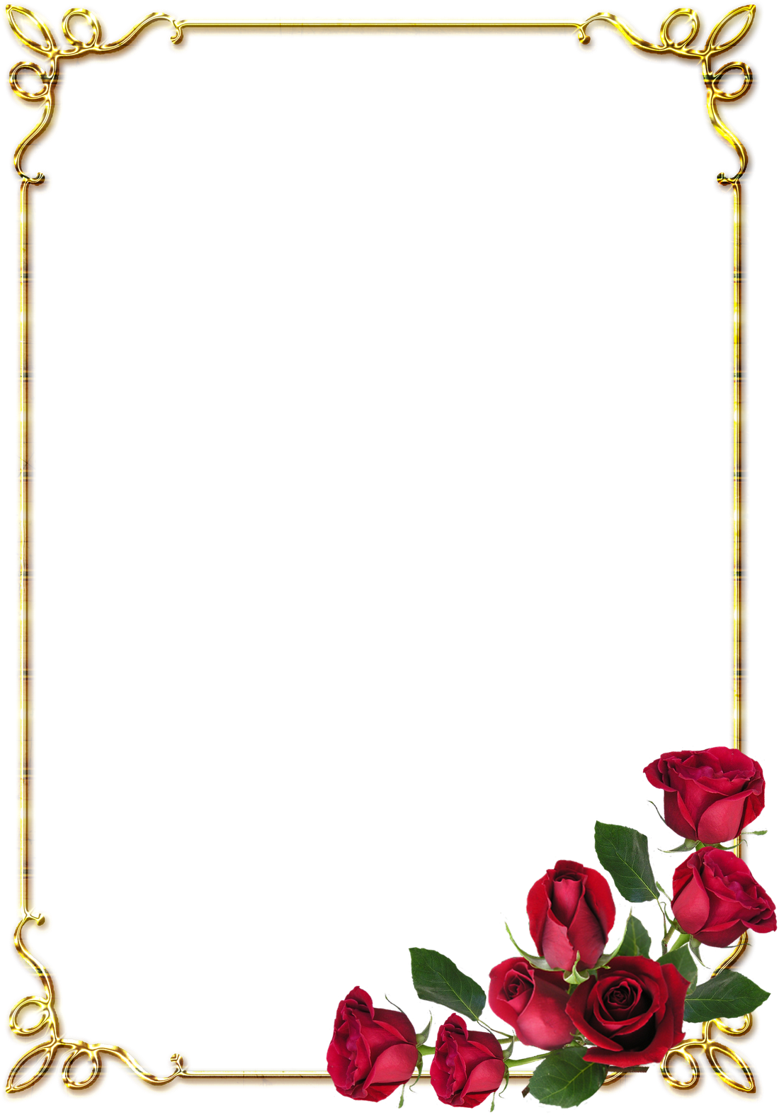 Frames Png Douradas Com Rosa Vermelhas - Page Border Flower Design (1120x1600)