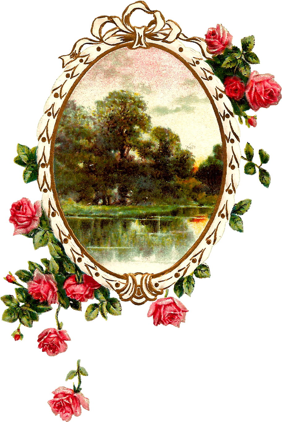 Free Digital Printable Label And Pink Rose Flower Frame - Frame Flower Vintage Png (1039x1472)