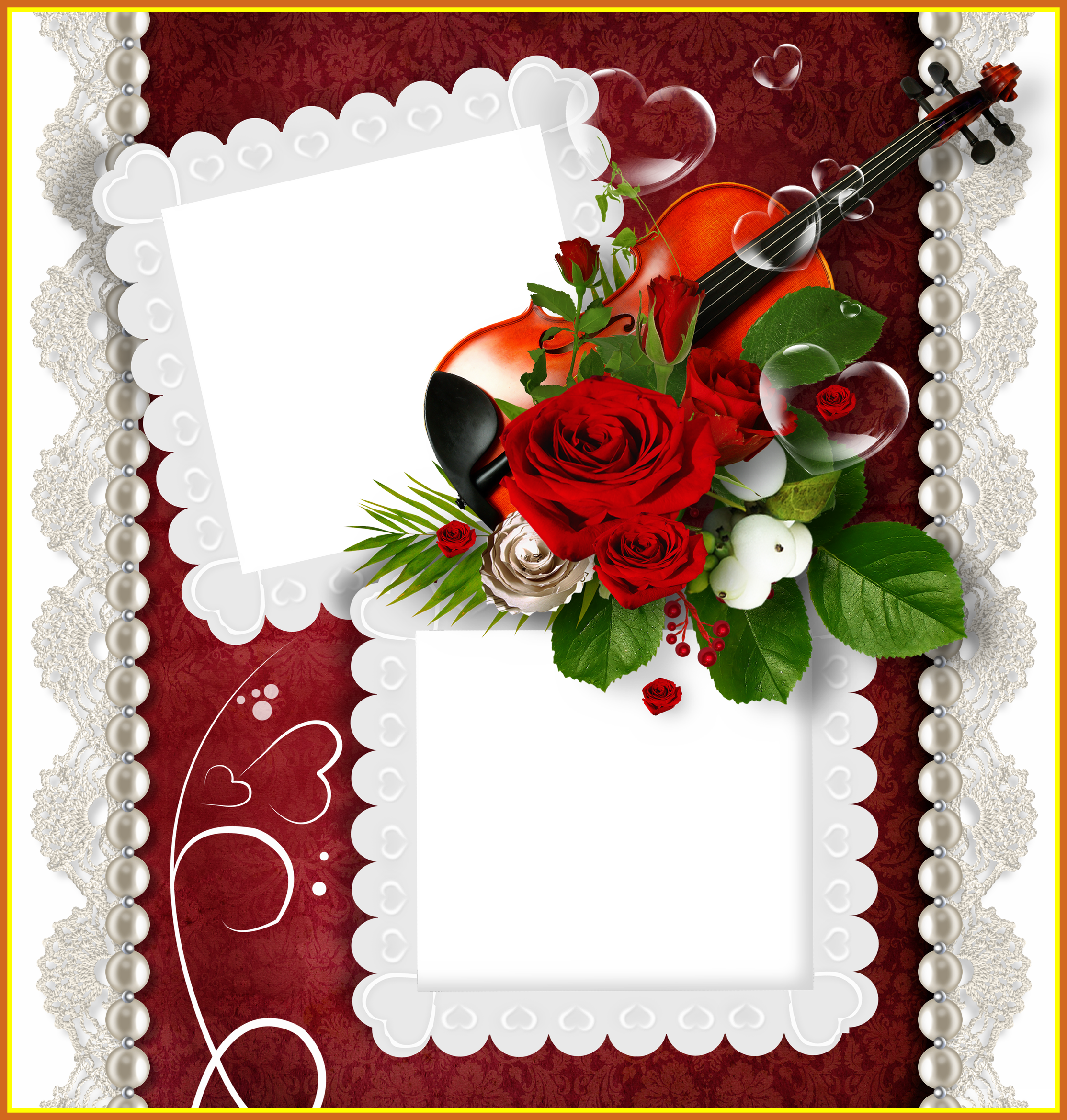 Marvelous Romantic Double Transparent Png Frame With - Double Photo Frame Download (2228x2339)