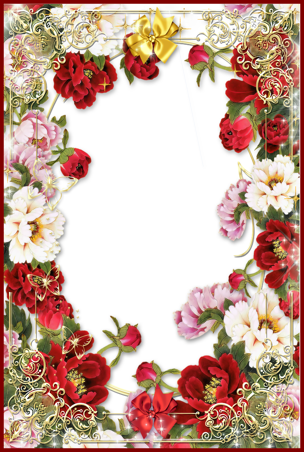 Rose Flower Rose Flower Frames Design Png Incredible - Flowers Frame Borders Png (1230x1830)