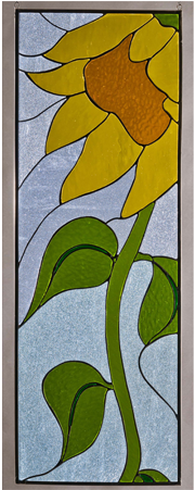 Sunflower Stained Glass Window Insert - Stained Glass (700x450)