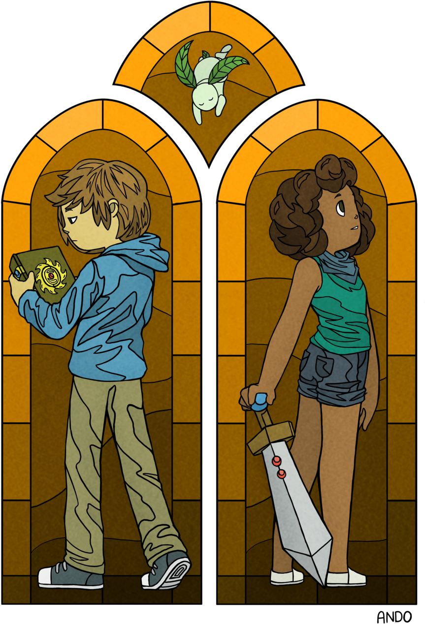 Mona, And Nilo Stained Glass Window By Draw Out Loud - Cartoon (1024x1390)