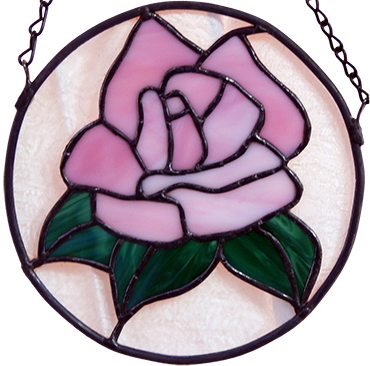 Winter Rose 8" Diameter - Stained Glass (370x366)