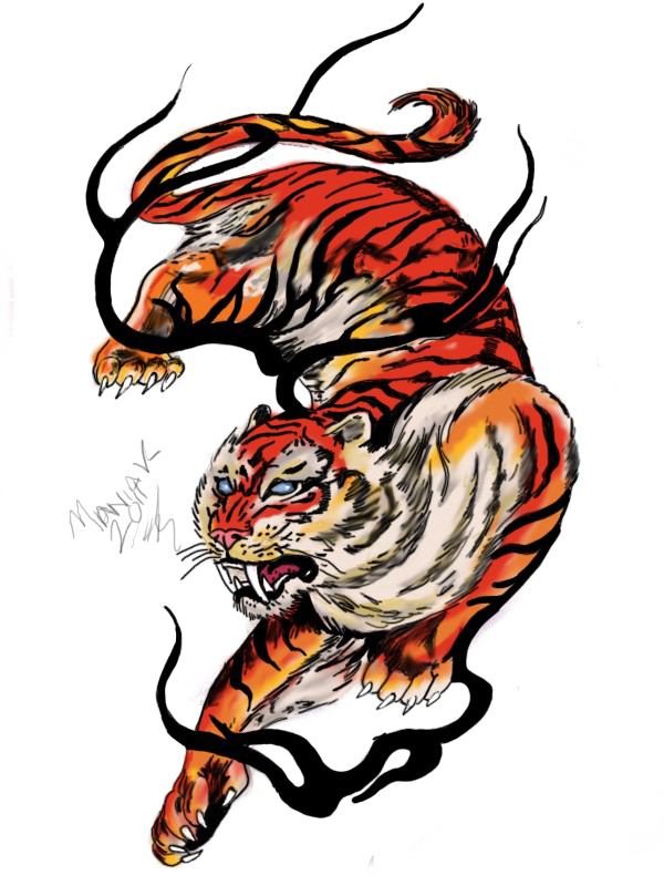 Tiger Tattoos Png Free Download - Tiger Tattoo Design Png (600x800)