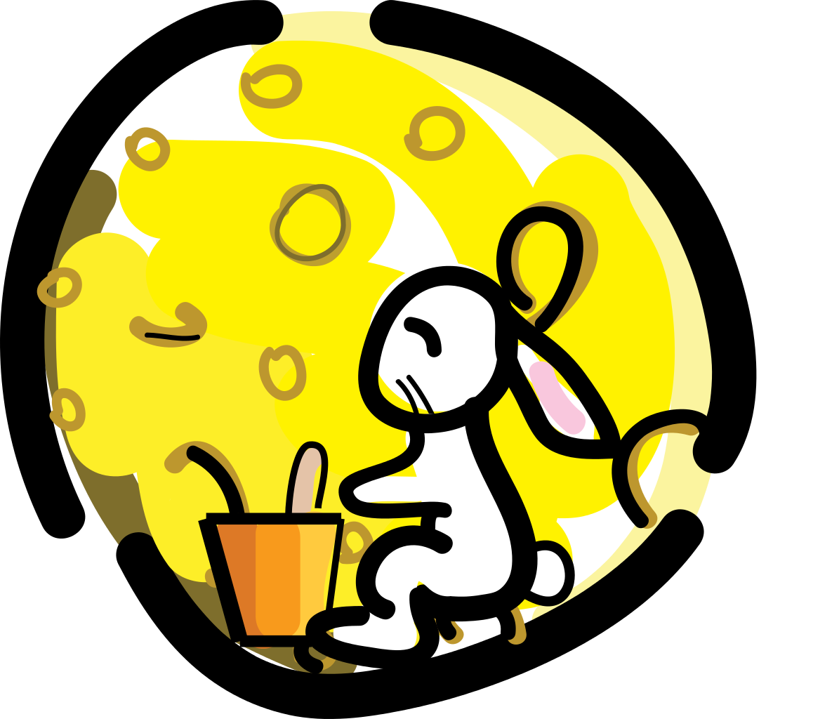 File - Rabbits - Svg - Rabbit In The Moon (1195x1024)