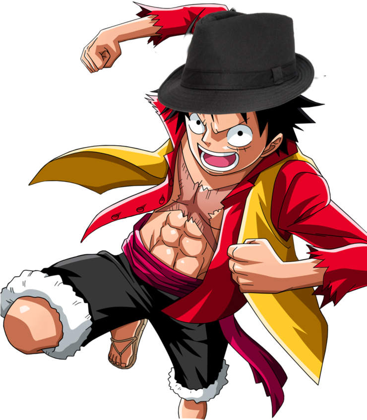 Luffy Fedora By Ogphhangout - One Piece Luffy Png (739x1082)