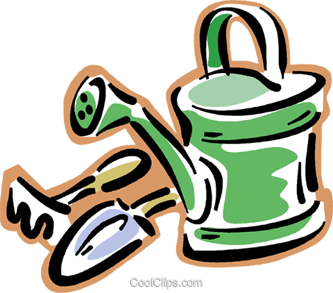 Watering Can With Gardening Tools Royalty Free Vector - Garden Club (480x422)