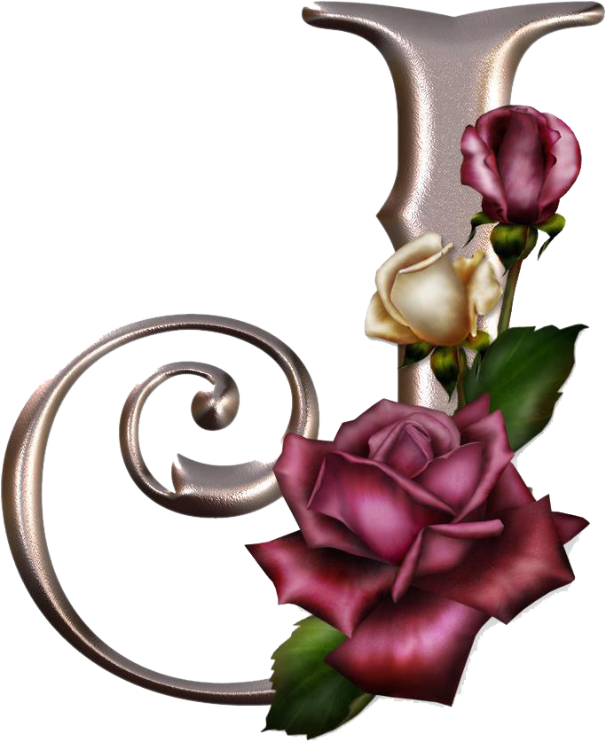 Alfabeto Con Rosas - Letter J With Rose (689x843)
