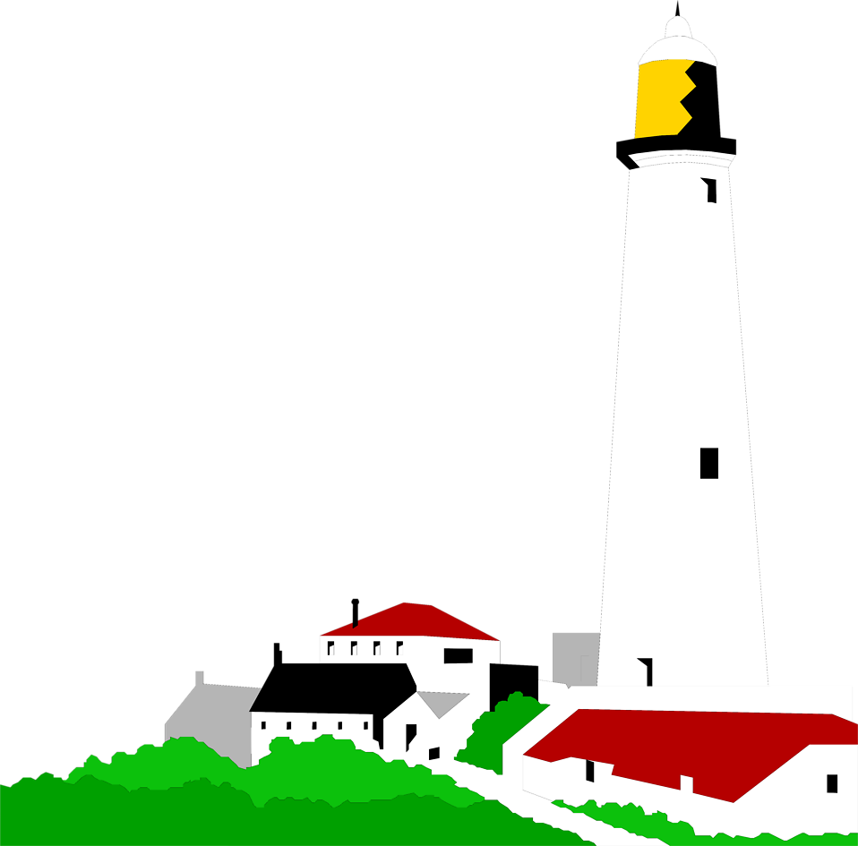 Illustration Of A Lighthouse And Small Buildings - Illustration (958x945)
