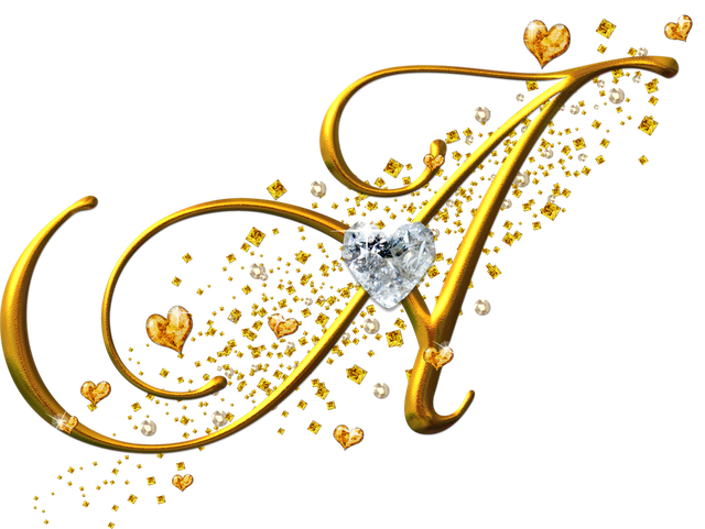 Entradas Sobre Alfabeto Dorado Con Corazones En Fondos - Letra A Dourada Png (640x481)