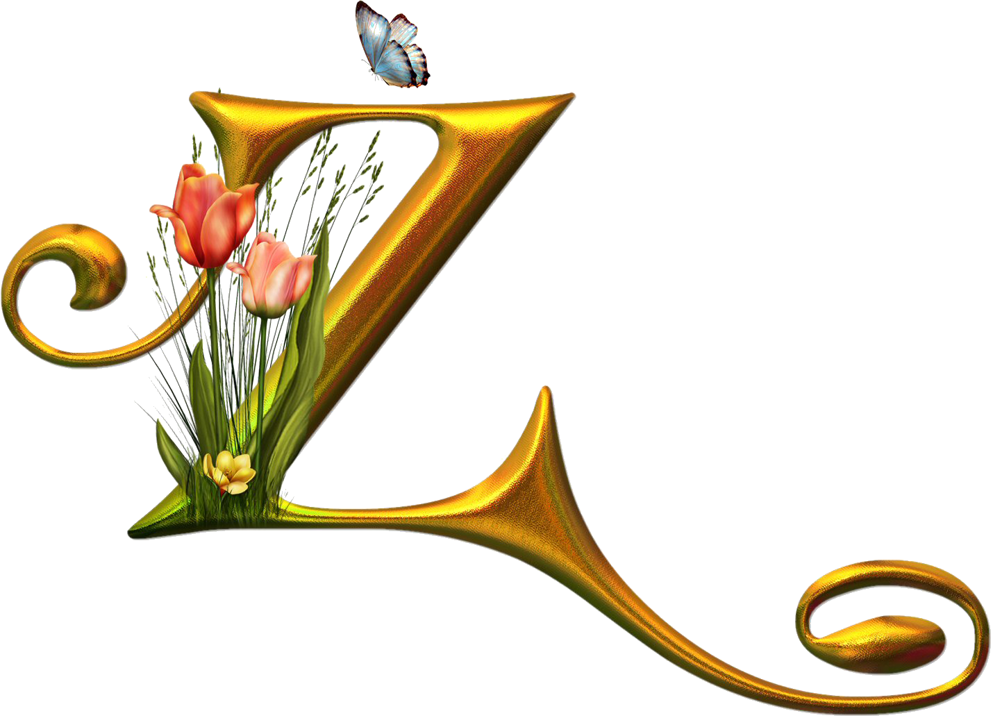 Bello Alfabeto Con Flores Y Mariposas - Dekorjinal Harf Dekoratif Yastık Kılıfı - 40x40 Cm (1430x1034)