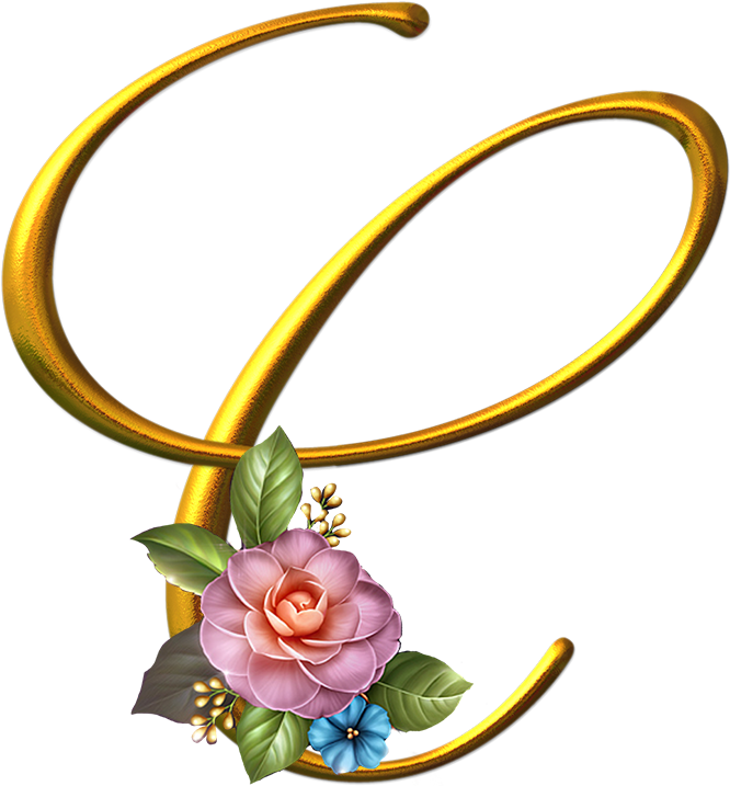 Alfabeto Dourado Com Rosas Png - Floral Png Dourado (835x716)