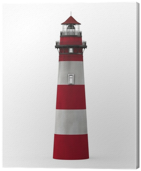Red Lighthouse Isolated On White Background Canvas - Lighthouse (400x400)