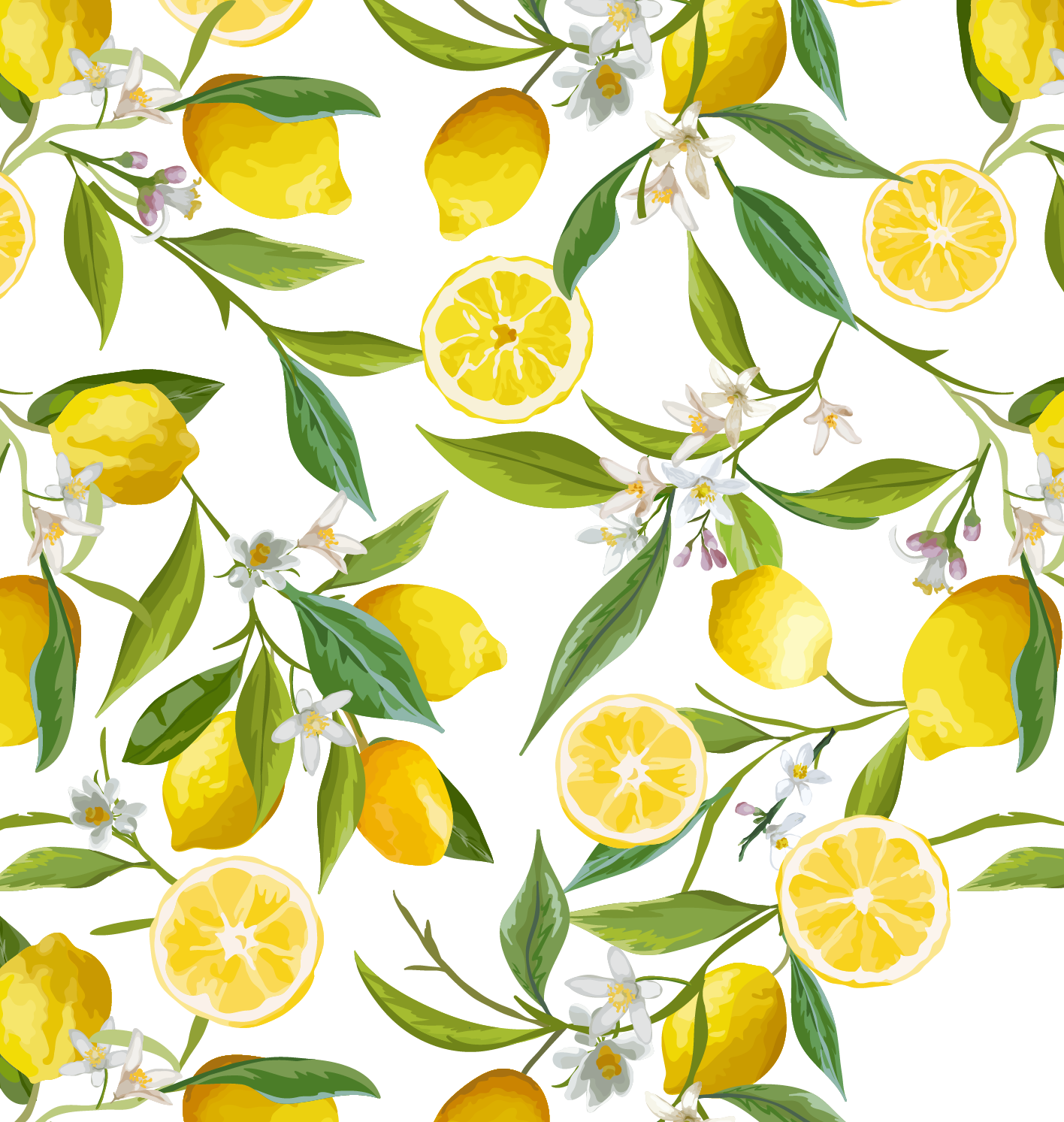 Lemon Flower Stock Photography Clip Art - Lemon Seamless Pattern (1416x1493)