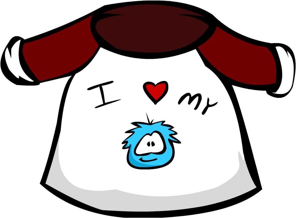 Old I Love My Puffle T-shirt - Club Penguin Blue Puffle (1034x764)
