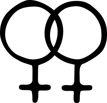 Female Feminine Flat Gender Homosexual Hom - Lesbian Symbol (354x340)