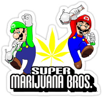 Super Marijuana Brothers T Shirt Sticker - Super Mario Weed Bors (375x360)