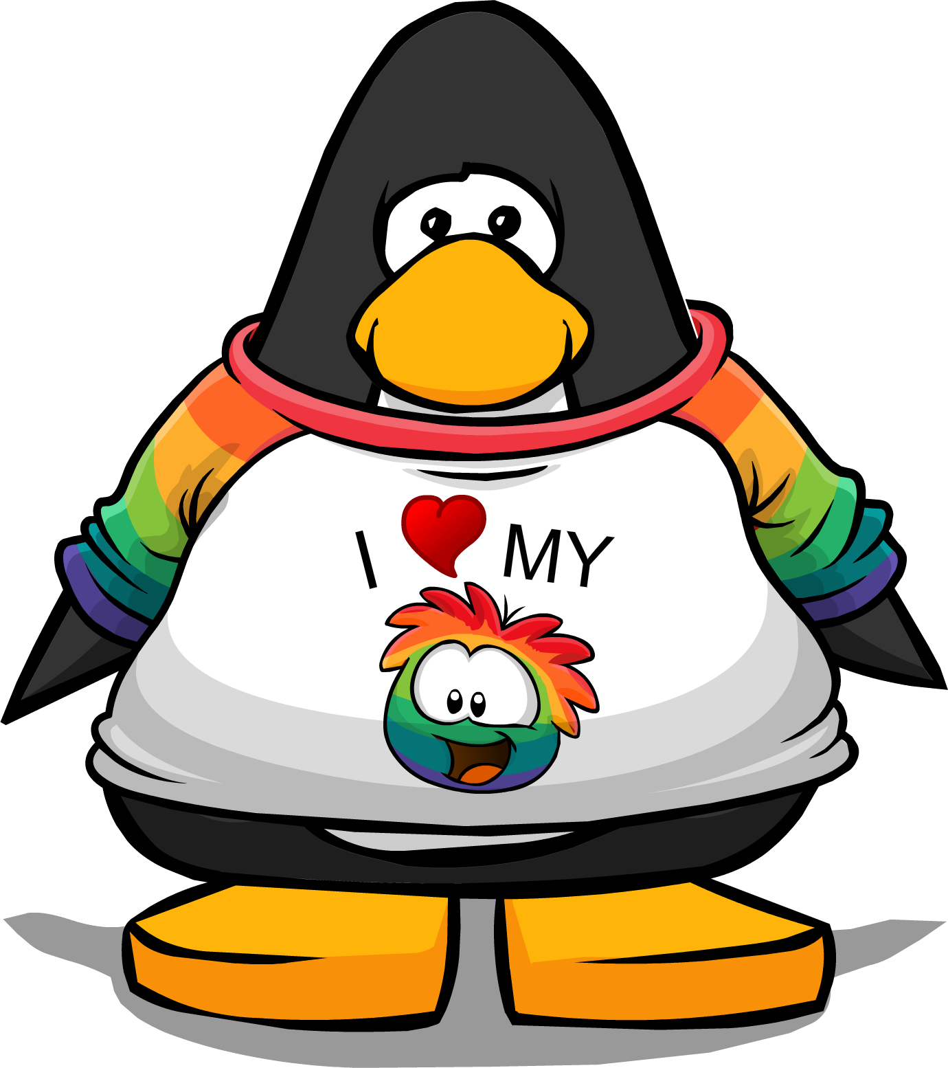 I Heart My Rainbow Puffle T-shirt From A Player Card - I Heart My Rainbow Puffle T-shirt From A Player Card (1380x1554)