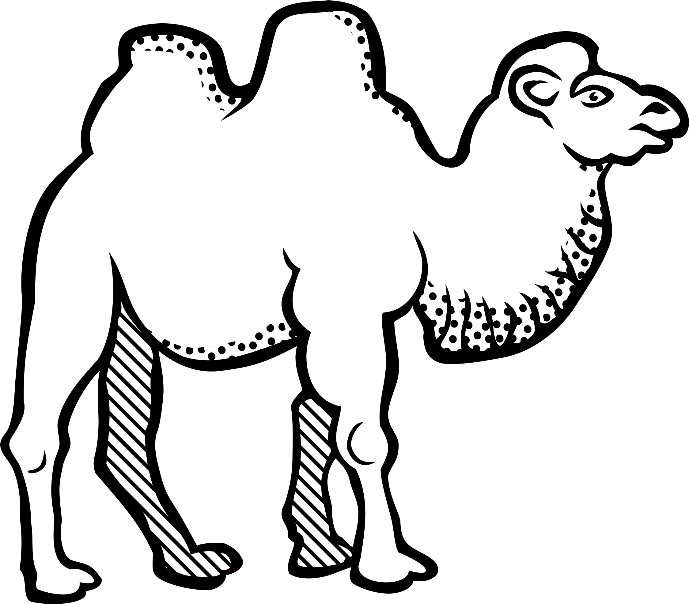 Clipart - Camel Line Art (2400x2123)