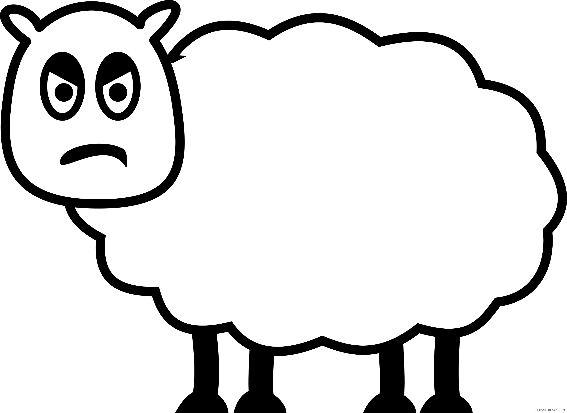 Sheep Outline Animal Free Black White Clipart Images - Sheep (2400x1747)