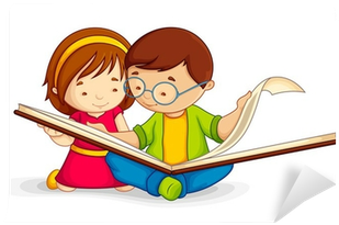 Vector Illustration Of Kid Reading Open Book Sitting - Child Reading Clip Art (400x400)