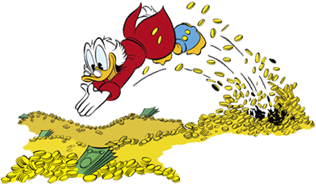 Uncle Scrooge Mcduck Wallpaper Containing Anime Titled - Scrooge Mcduck Diving Into Money (468x288)