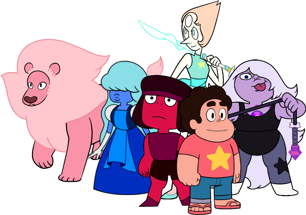 Crystal Gems With Lion Ruby And Sapphire - Cartoon (1050x737)
