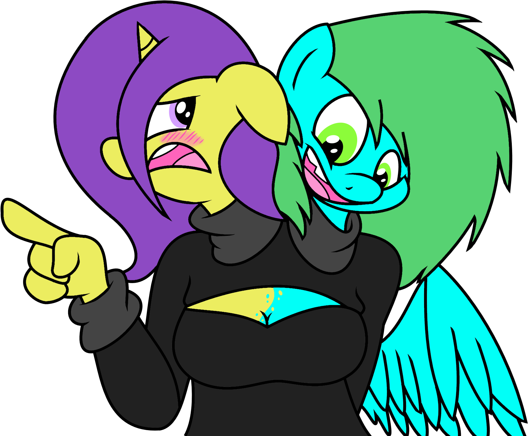 Deoix, Blushing, Breasts, Cleavage, Clothes, Conjoined, - Cartoon (2048x1536)