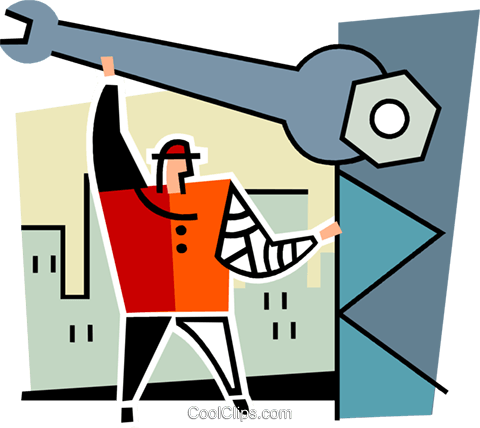 Man Tightening A Nut With A Wrench Royalty Free Vector - Royalty-free (480x428)
