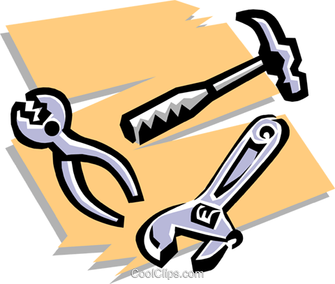 Hammer, Pliers, Wrench Royalty Free Vector Clip Art - Industrial Technology Clipart (480x407)